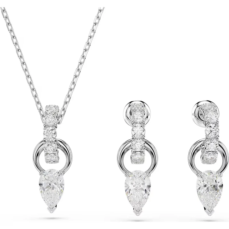 Swarovski Mesmera set, Pear cut, Round cut, White, Rhodium plated  - 5723197