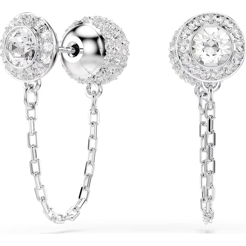 Una Angelic drop earrings, Round cut, White, Rhodium plated 5732273