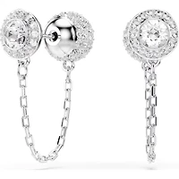 Una Angelic drop earrings, Round cut, White, Rhodium plated 5732273