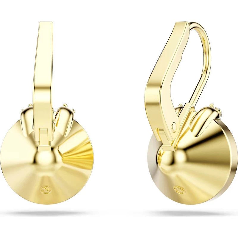 Swarovski Bella V drop earrings, Round cut, Green, Gold-tone plated 5735389