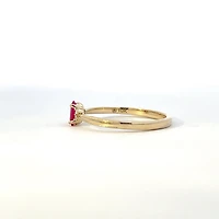 10K Yellow Gold Genuine Ruby & 0.03Cttw Diamond Ring - / 4.5
