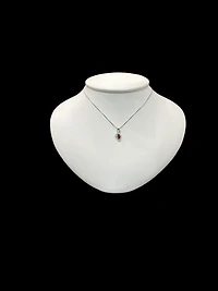 10K White Gold Diamond and Ruby Pendant, 18"