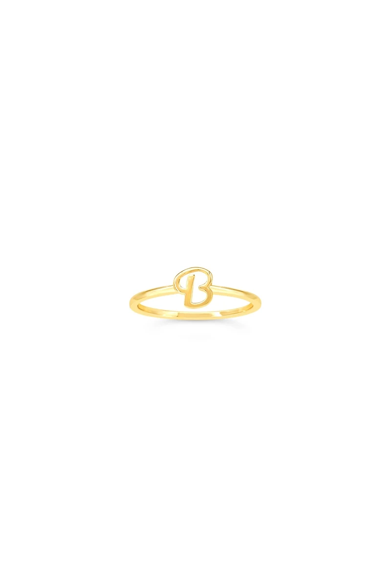 10K Yellow Gold Initial Rings - Letter A