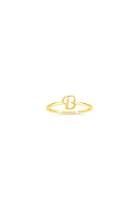 10K Yellow Gold Initial Rings - Letter A