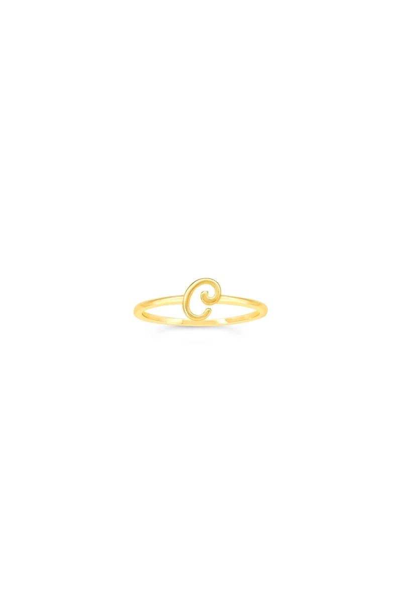 10K Yellow Gold Initial Rings - Letter A