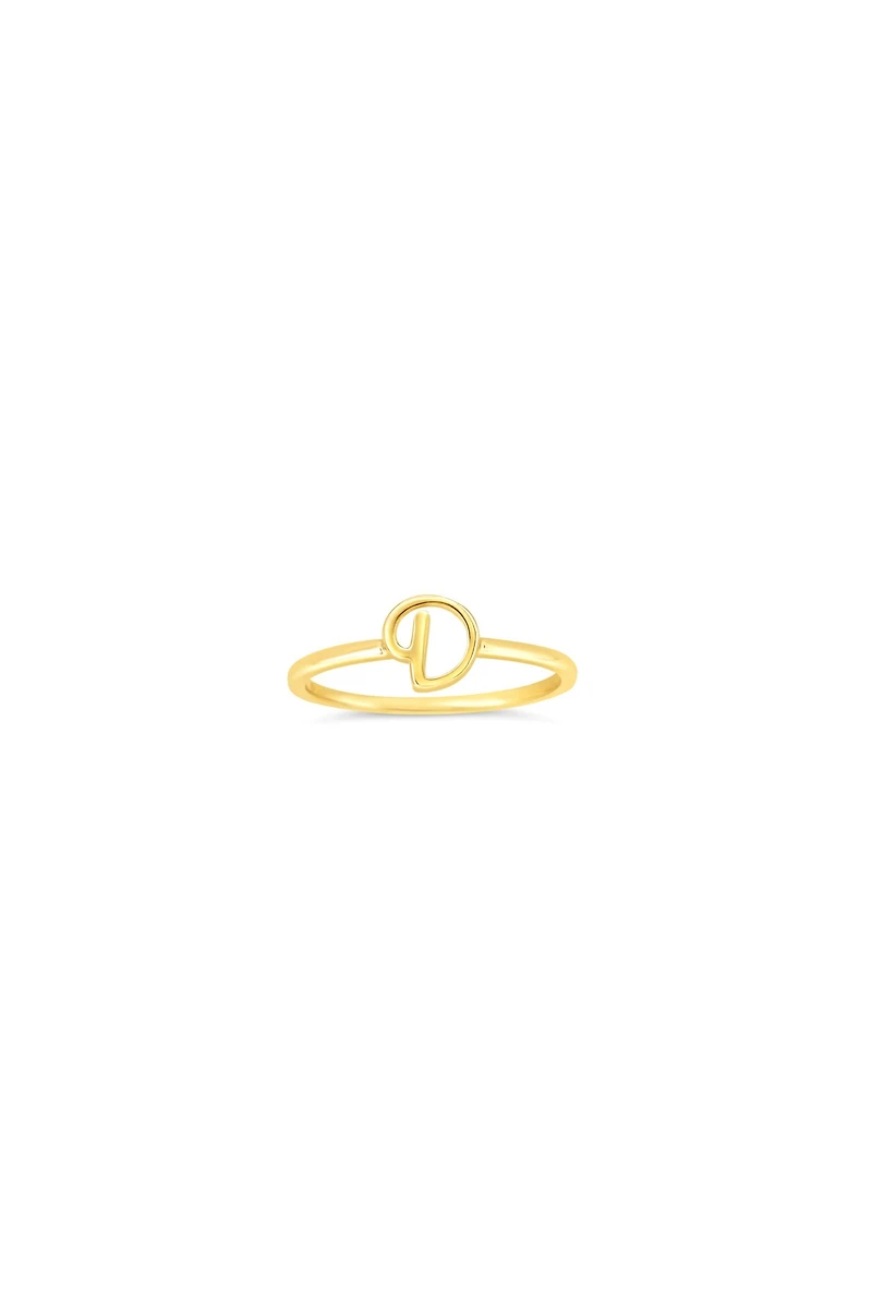 10K Yellow Gold Initial Rings - Letter A