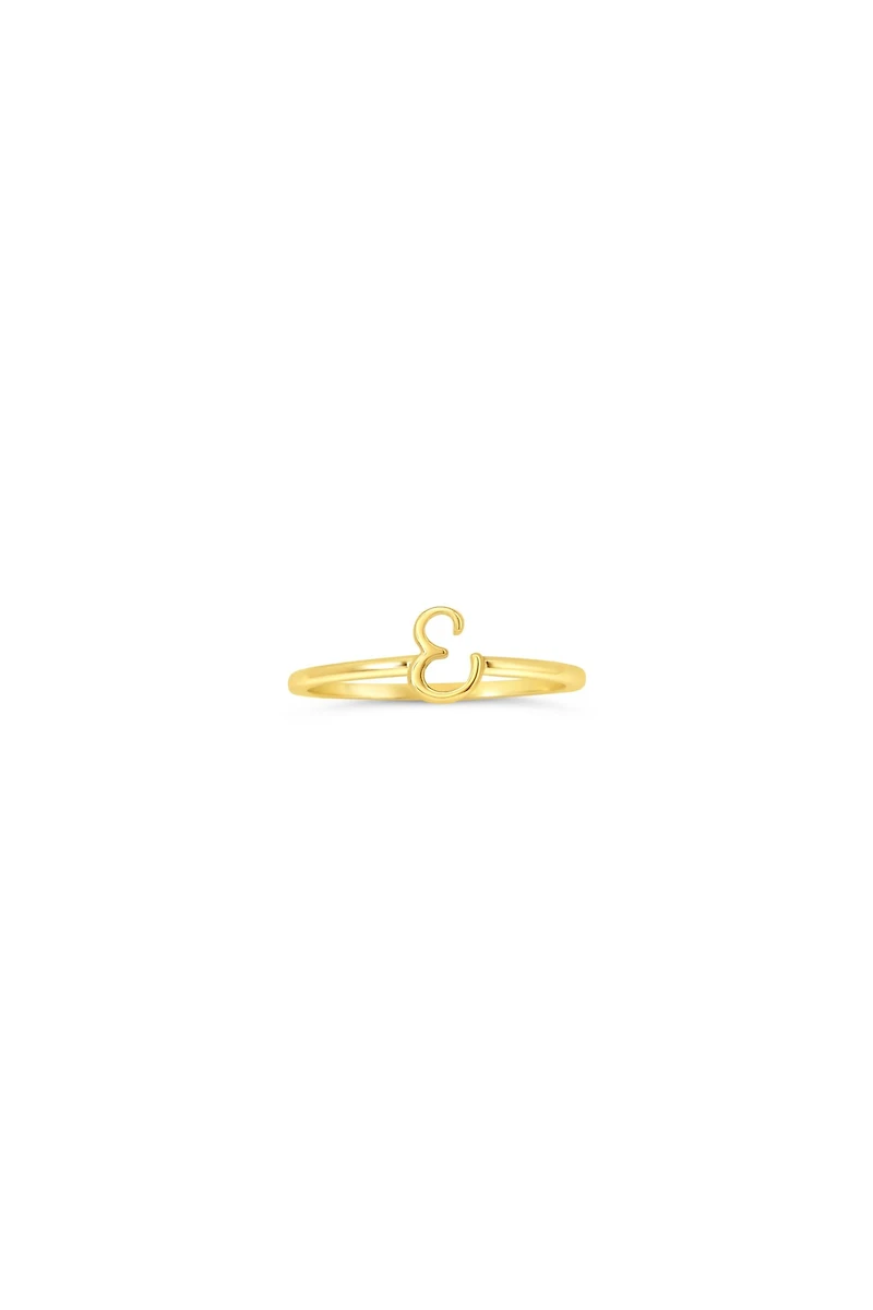 10K Yellow Gold Initial Rings - Letter A