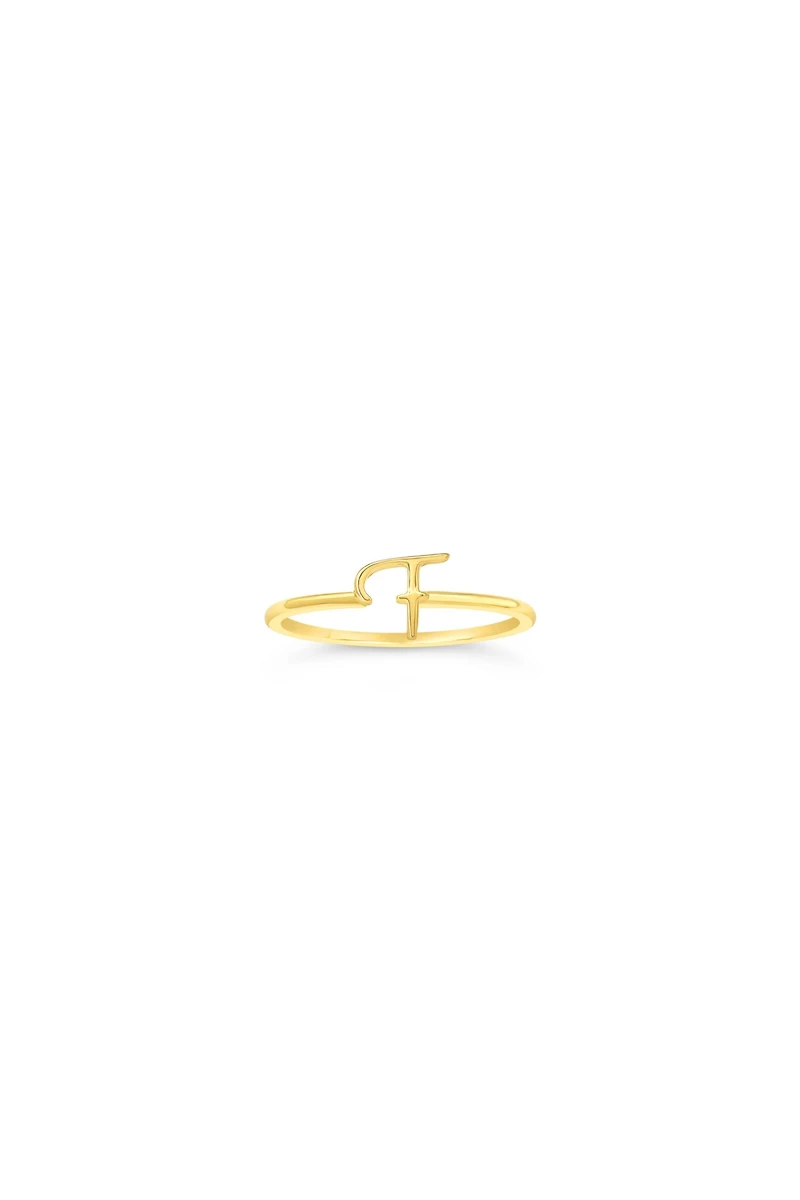 10K Yellow Gold Initial Rings - Letter A