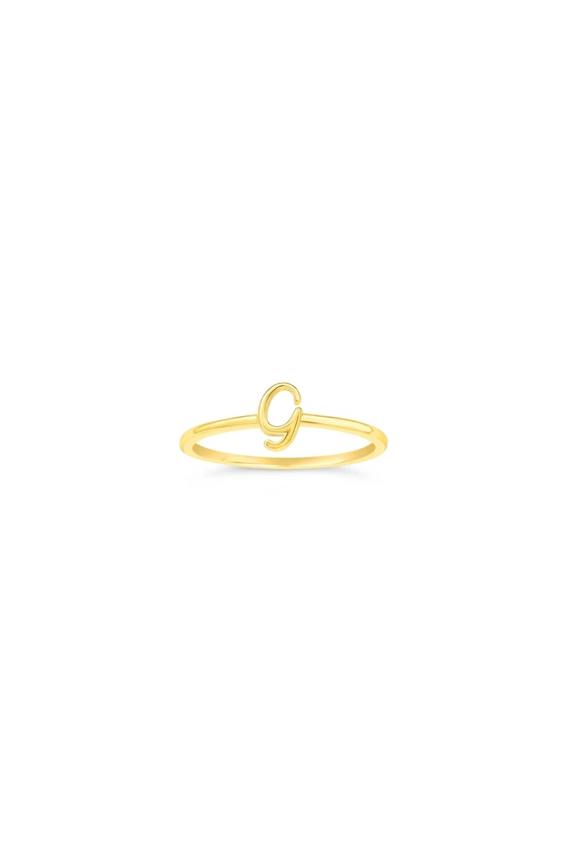 10K Yellow Gold Initial Rings - Letter A