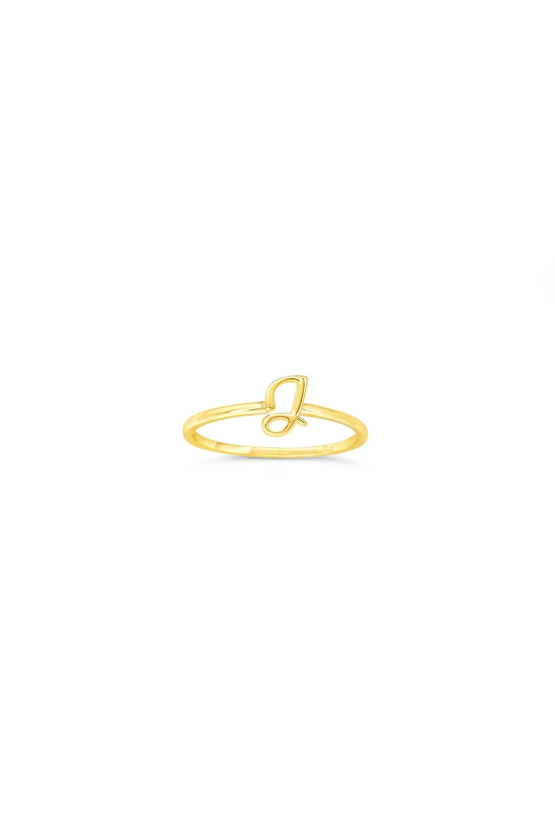 10K Yellow Gold Initial Rings - Letter A