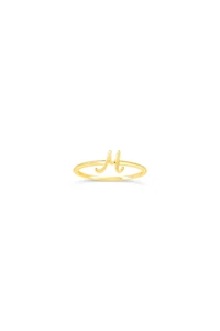10K Yellow Gold Initial Rings - Letter A