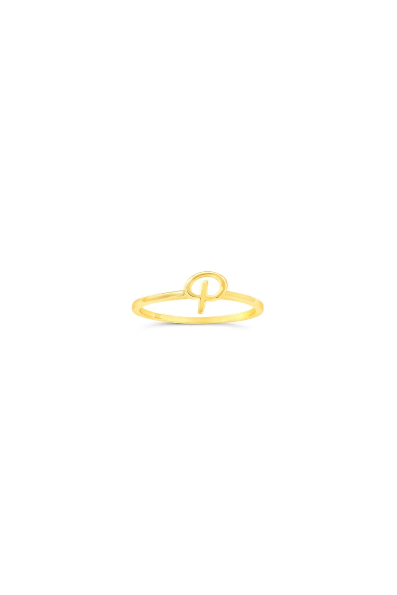 10K Yellow Gold Initial Rings - Letter A