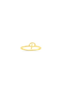 10K Yellow Gold Initial Rings - Letter A