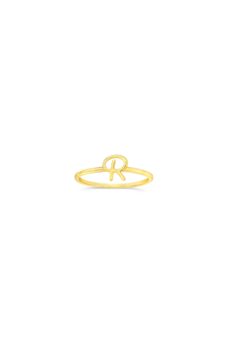 10K Yellow Gold Initial Rings - Letter A