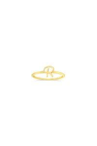 10K Yellow Gold Initial Rings - Letter A