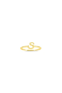 10K Yellow Gold Initial Rings - Letter A