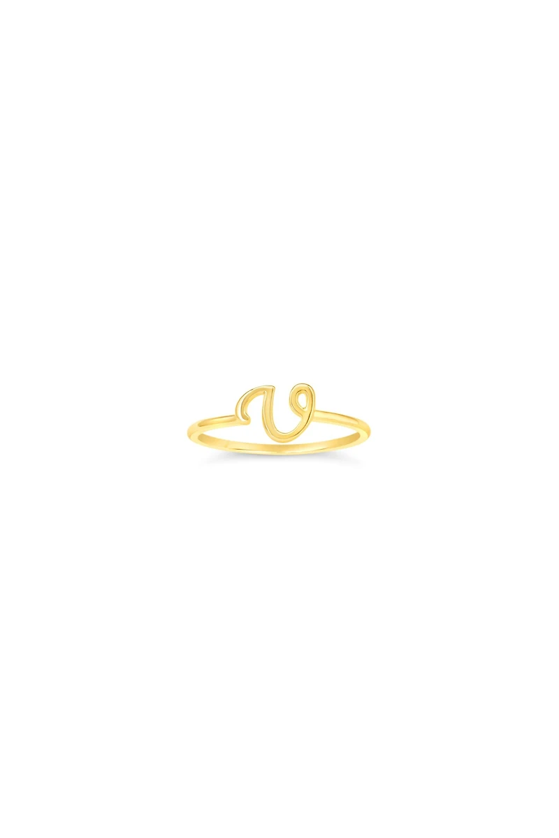 10K Yellow Gold Initial Rings - Letter A