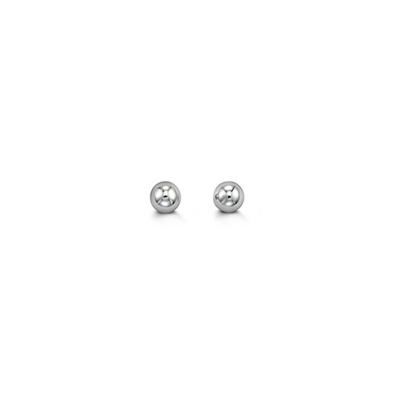 14K White Gold Ball Stud Earrings 3mm
