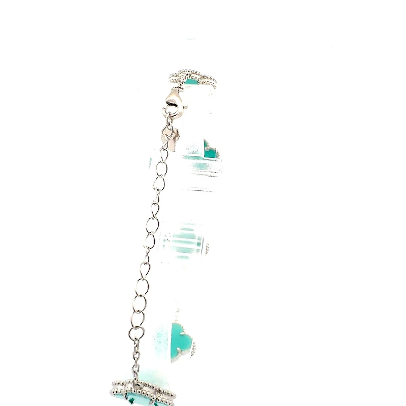 925 Sterling Silver Enamel Clover Link Bracelet