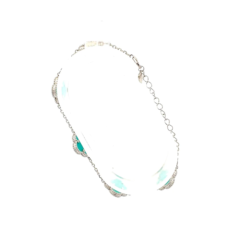 925 Sterling Silver Enamel Clover Link Bracelet