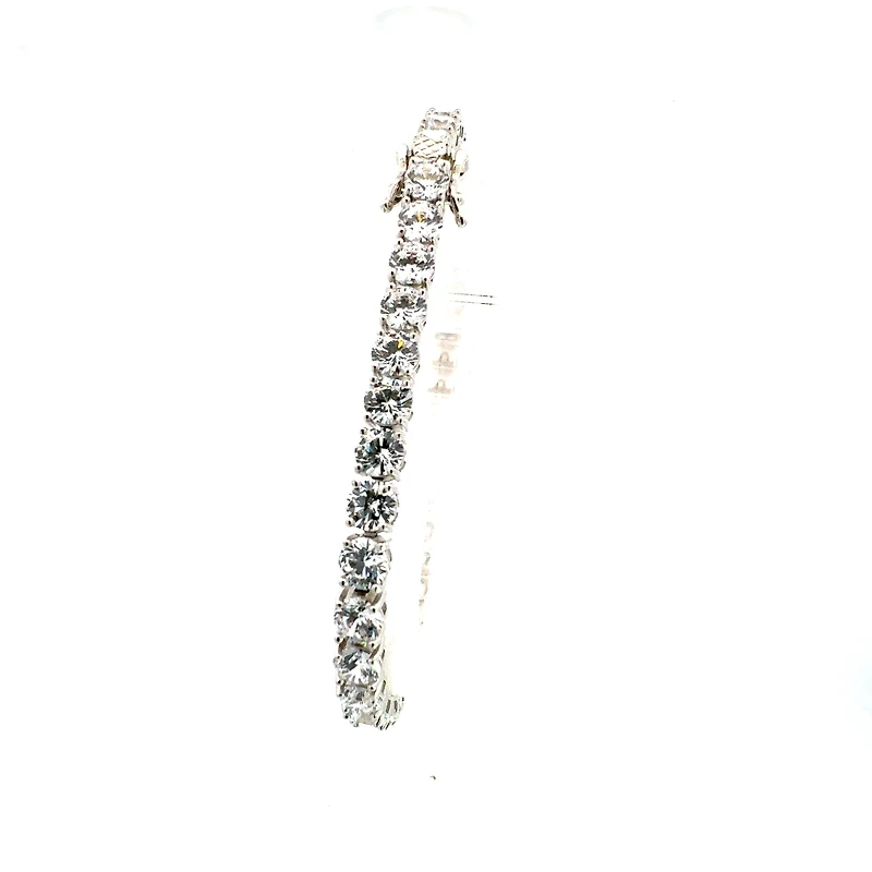 925 Sterling Silver 5MM Cubic Zirconia Tennis Link Bracelet  -  8 Inches