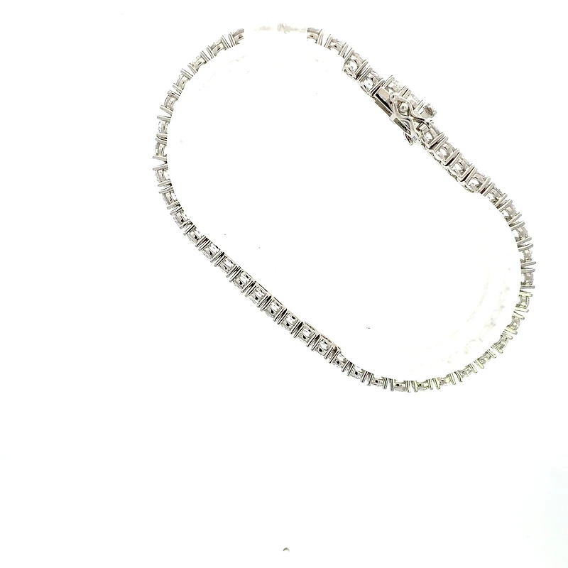 925 Sterling Silver 4mm Cubic Zirconia Tennis Link Bracelet  -  8 Inches