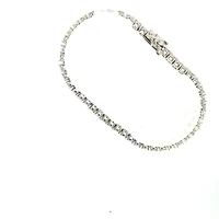 925 Sterling Silver 4mm Cubic Zirconia Tennis Link Bracelet  -  8 Inches