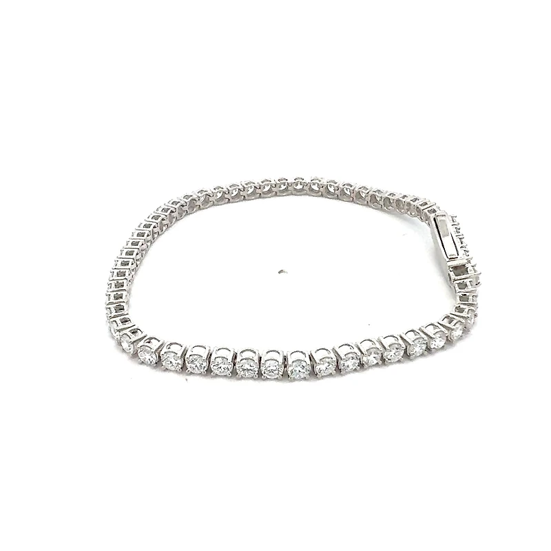 Silver Lab Grown 1.00 - 5.00cttw Round Brilliant Cut Diamond Tennis Bracelet
