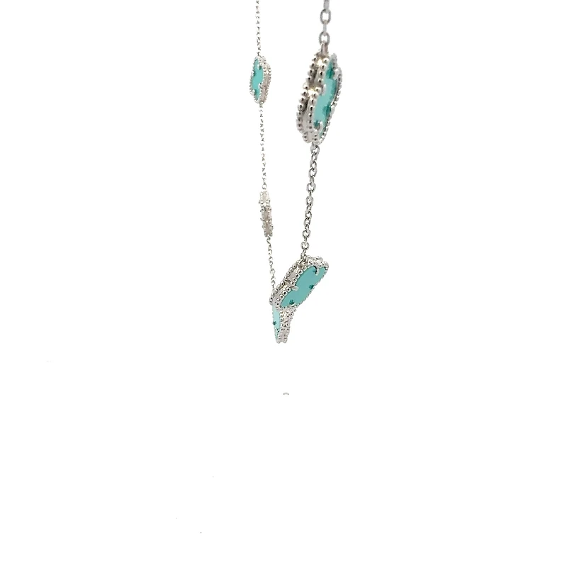 925 Sterling Silver 16-18" Enamel Clover Chain