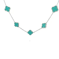 925 Sterling Silver 16-18" Enamel Clover Chain