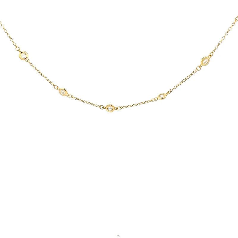 925 Gold Plated Sterling Silver 16-18" Cubic Zirconia Chain