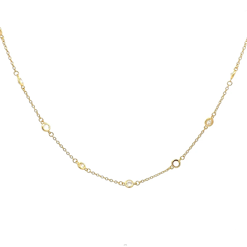 925 Gold Plated Sterling Silver 20-22" Cubic Zirconia Chain