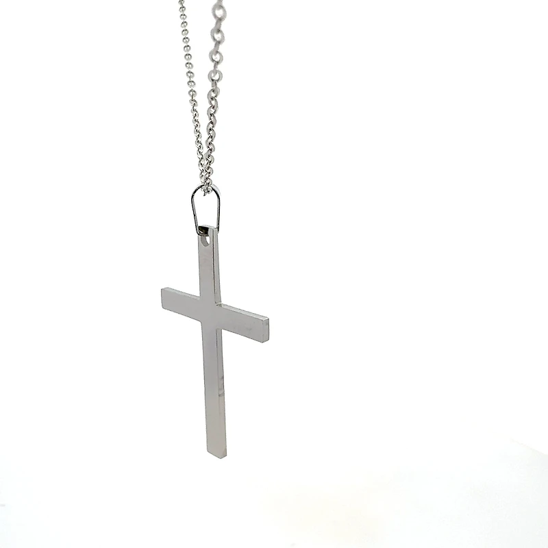 Stainless Steel 40X25mm Cross Pendant - 18"