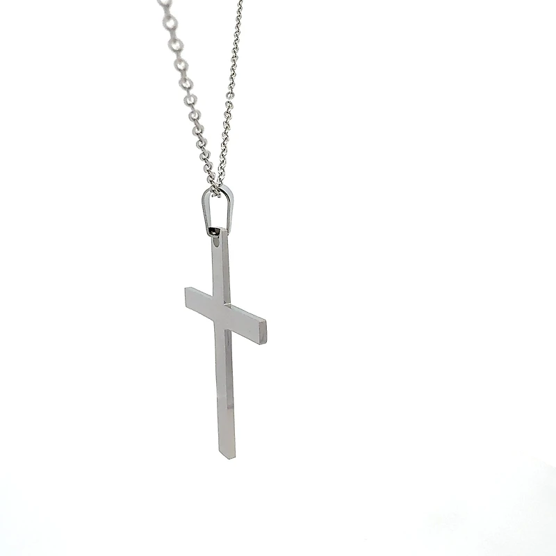 Stainless Steel 40X25mm Cross Pendant - 18"