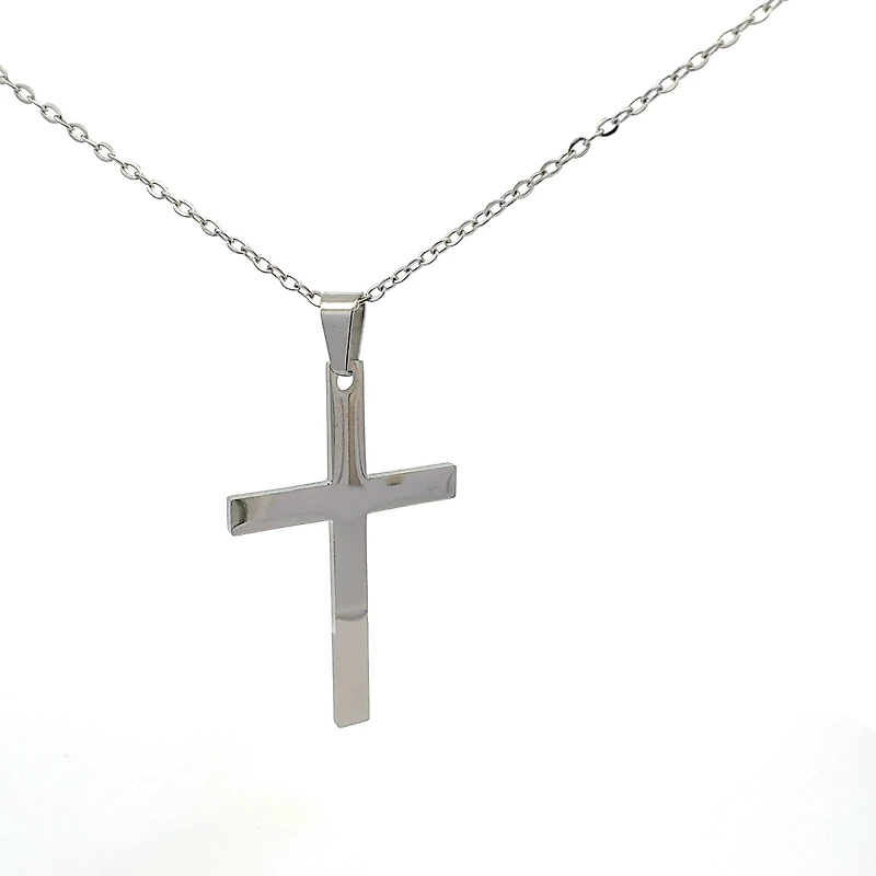 Stainless Steel 40X25mm Cross Pendant - 18"