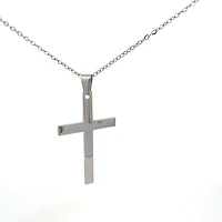 Stainless Steel 40X25mm Cross Pendant - 18"
