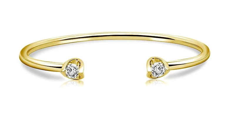 10K Gold Lab Grown Diamond Tension Set Bangle - / cttw