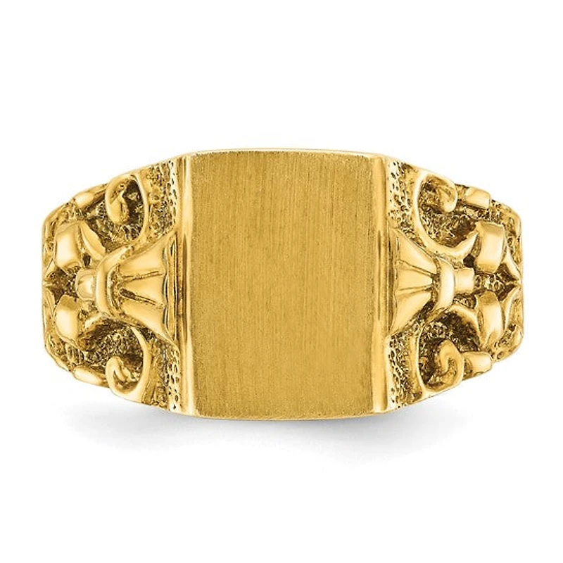 14K Yellow Gold 13mm x 9mm Men's Signet Ring