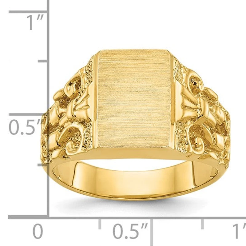 14K Yellow Gold 13mm x 9mm Men's Signet Ring