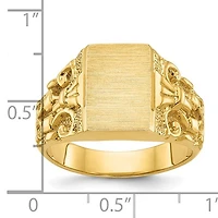 14K Yellow Gold 13mm x 9mm Men's Signet Ring