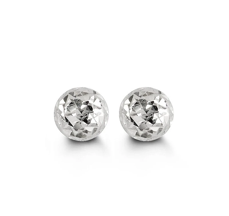 Tracking - 10K White Gold Diamond Cut Ball Earrings 5mm