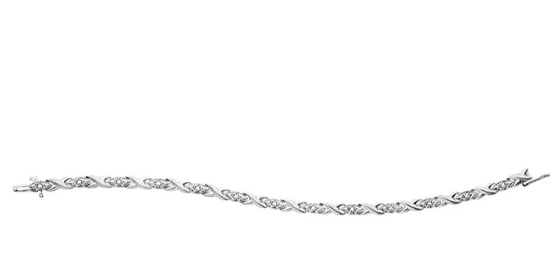 10K White Gold 0.10cttw Diamond Tennis Bracelet