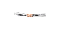 10K White and Rose Gold 0.10 cttw Diamond Bangle