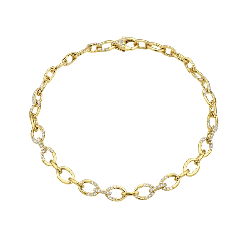 14K Yellow Gold 0.50cttw Round-Cut Diamond Link Bracelet