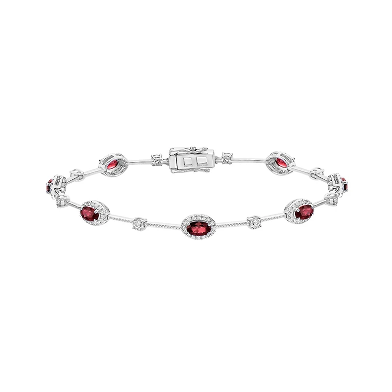 14K White Gold Ruby & Diamond Bracelet