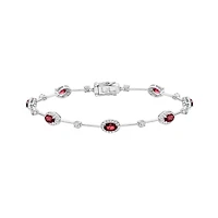 14K White Gold Ruby & Diamond Bracelet