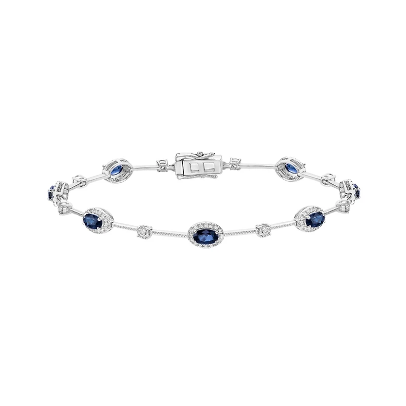14K White Gold Sapphire & Diamond Bracelet