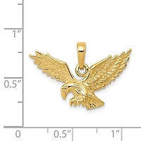 14K Yellow Gold Polished Eagle Landing Charm - 26mm x 22mm