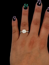 14K Gold Lab Grown Cushion Cut Diamond Engagement Ring - 4 /