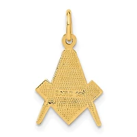 14K Yellow Gold Polished and Textured Masonic Symbol Charm - 20mm x 11mm